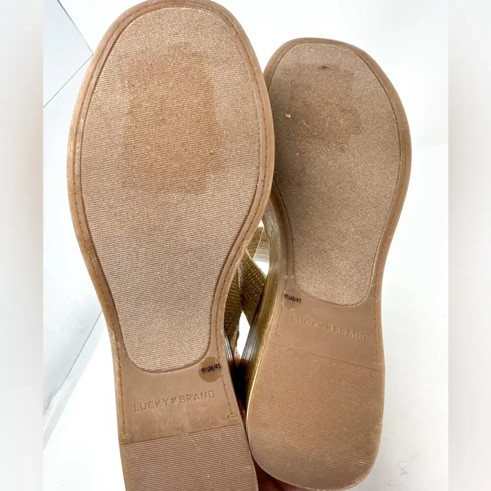 NEW Lucky Brand Delukah Ankle Strap Wedge Slingback Sandals, Size 9.5, MSRP $99